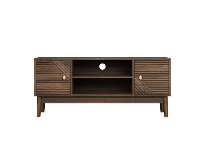 Oxeza Tv-Element 110/40/48 cm Walnuss mit Stauraum, Nussbaumfarben, Holz, Mode, Rechteckig, 110x48x40 cm, Wohnzimmer, TV Möbel, Lowboards, Lowboards stehend