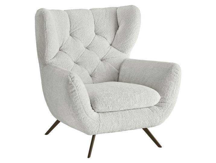 Pure Home Lifestyle Chesterfield-Sessel, Hellgrau, Metall, 100x94x95 cm, Goldenes M, Fußauswahl, Stoffauswahl, Wohnzimmer, Sessel, Chesterfield-Sessel