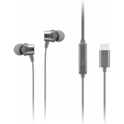 Lenovo Słuchawki douszne z mikrofonem 300 GXD1J77353 USB-C szare (Kabelgebunden), Kopfhörer, Grau