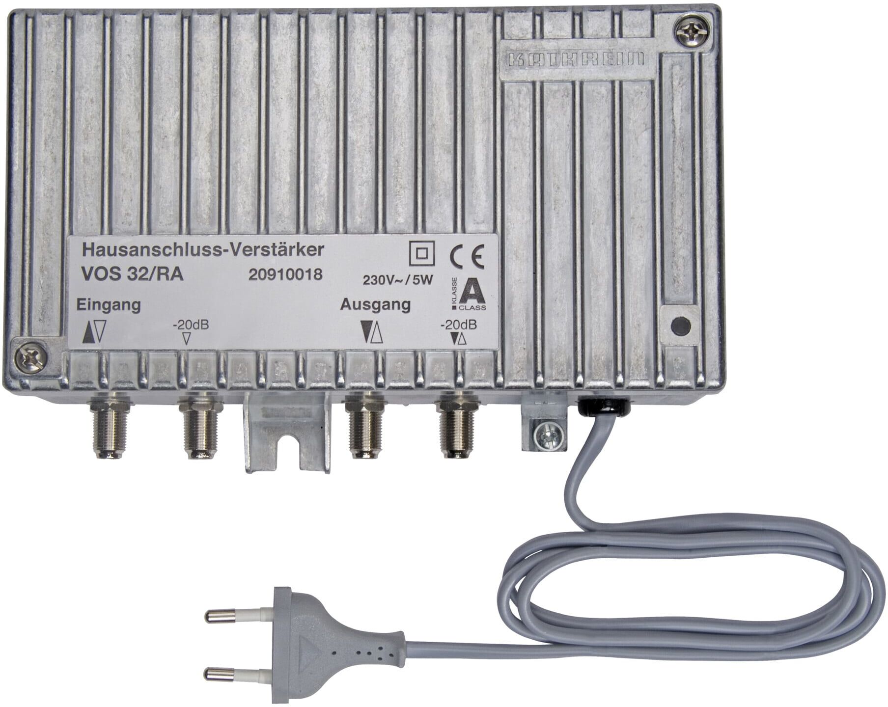 Kathrein 5-65/85-1006 Hausanschluss-Verstärker MHz VOS 32/RA-1G aus Kunststoff/Metall mit Verstärkung 32dB und Rückkanal für Kabelnetze, 20910033)