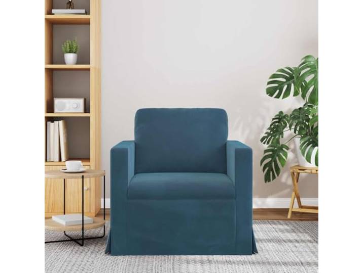 KTHLBRH Blaues Sofa 78 x 78 x 80 cm Samt Metallgestell, Armlehnen aus Holz, ergonomisches Design, Verwendung im Innenbereich