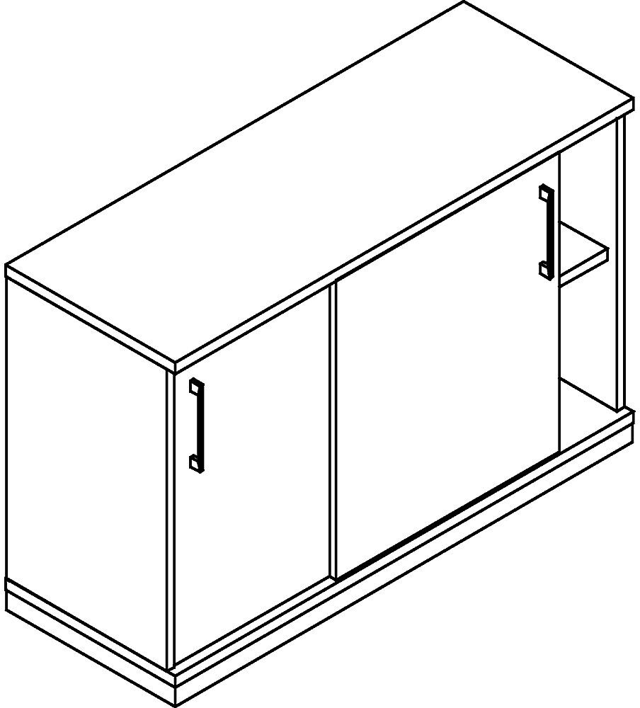 P12 - Schiebetürenschrank, 1 Fachboden/2 Ordnerhöhen, Höhe 781 mm, BxT 1200 x 442 mm eurokraft pro