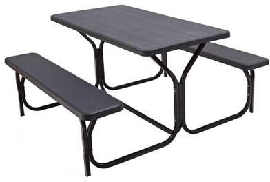 Costway 4.5 FT Outdoor Picnic Table Bench Set with HDPE Tabletop for 4-Person-Black