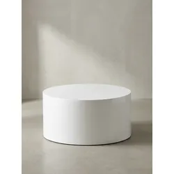 Couchtisch rund in Weiß Hochglanz, 60x60x30 cm, Modernes Design