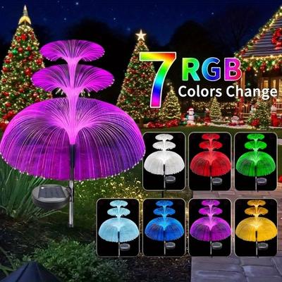 Smart Shopping Spot Solar Jellyfish Garden Lights Outdoor 7 Color Changing Solar Garden Lights Waterproof Landscape Decor 3 Layer