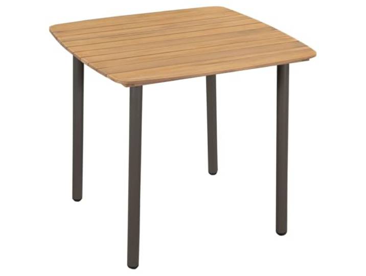 KPOUTRFG Esstisch Massivholz Akazie 80x80x72 cm Stahlrahmen, Öl-Finish, Industrie-Design, für Garten und Terrasse