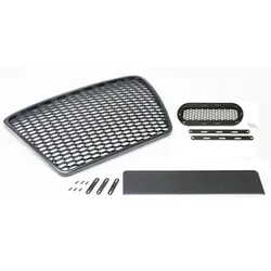 Sportgrill Frontgrill Kühlergrill Wabengrill Passend für Audi A6 4F Facelift Grill Schwarz Glanz mit Emblemhalter