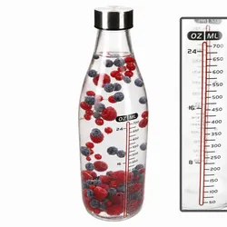 Flasche Organic 700ml mit Deckel Messskala OZ ML Trinkflasche Wasser Eistee