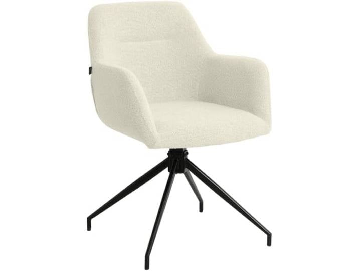 CLP Esszimmerstuhl drehbar Merlinda mit Teddystoff, Sessel gepolstert 360° schwenkbar, Polsterstuhl mit Armlehnen und Rückenlehne, Farbe: Creme