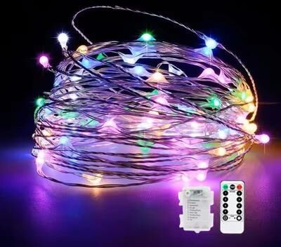 Uplift Treasures Battery Operated Silver Copper Wire String Lights With Remote multicolor silver Wire 20 M 20 Led