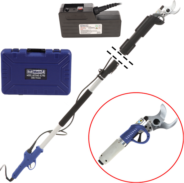 BullMach ARTEMIS 45 Pro - Forbice elettrica da potatura su asta - 150/210 cm - Diametro di taglio 45mm