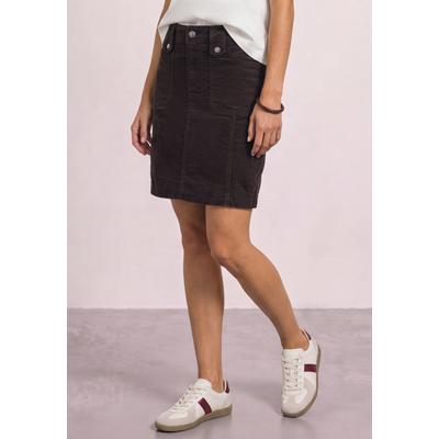 Minirock STREET ONE, Damen, Gr. 44, braun (schwarz coffee), Web, 98% Baumwolle, 2% Elasthan, unifarben, normal knielang, Röcke Minirock, in Cord-Optik