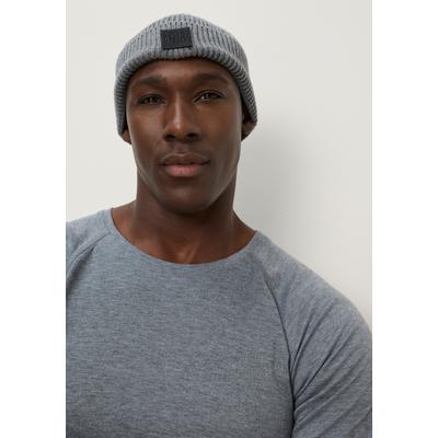 Strickmütze BRUNO BANANI, Herren, grau, Grobstrick, Wollmischung, kontrastfarbene Details, meliert, Mützen Strickmütze