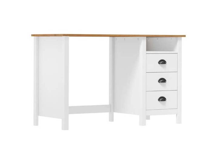 Bureau - - Hill - 3 tiroirs - Pin solide - Blanc