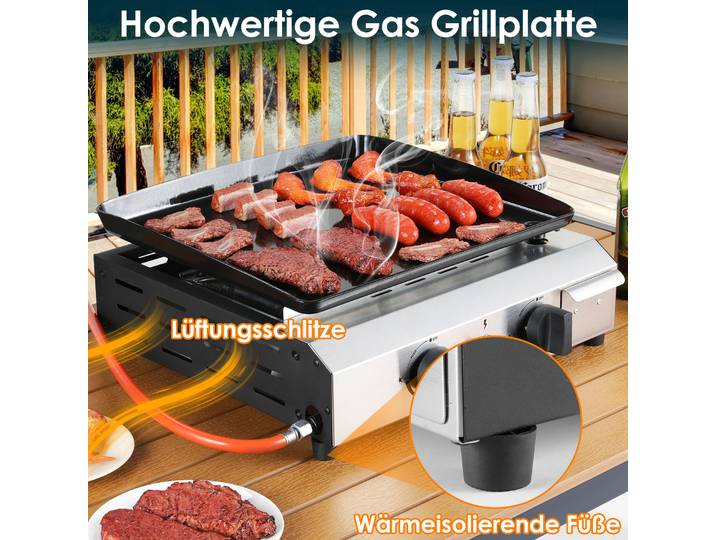 Barbecue à gaz 2/3 brûleurs, barbecue de table avec fonctions de grillade, rôtissage, cuisson, barbecue de camping, barbecue portable pour pique-nique