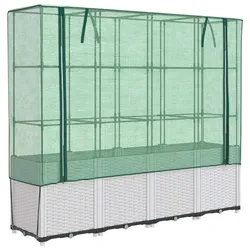 vidaXL Hochbeet mit Gewächshaus-Aufsatz Rattan-Optik 160x40x153 cm