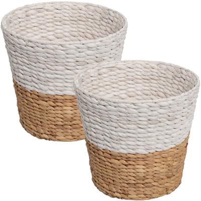 happimess Toby Two-Tone Handwoven Water Hyacinth 3.1-Gallon Tapered Round Wicker Watebasket (Set of 2)