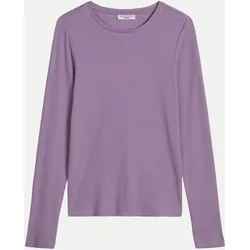 Langarmshirt mit Rippstruktur Violett L