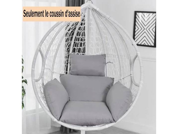 Coussins pour Chaise Suspendue – Rembourrage Confortable pour Siège Hamac Jardin Patio Remplissage en Polyester Gris