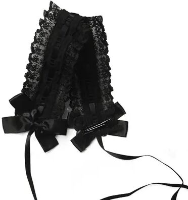 Modern Mode Marketplace Sweet Lace Lolita Headband With Bow Clips Cute Ribbon Bow Headband For Cosplay & Photos black