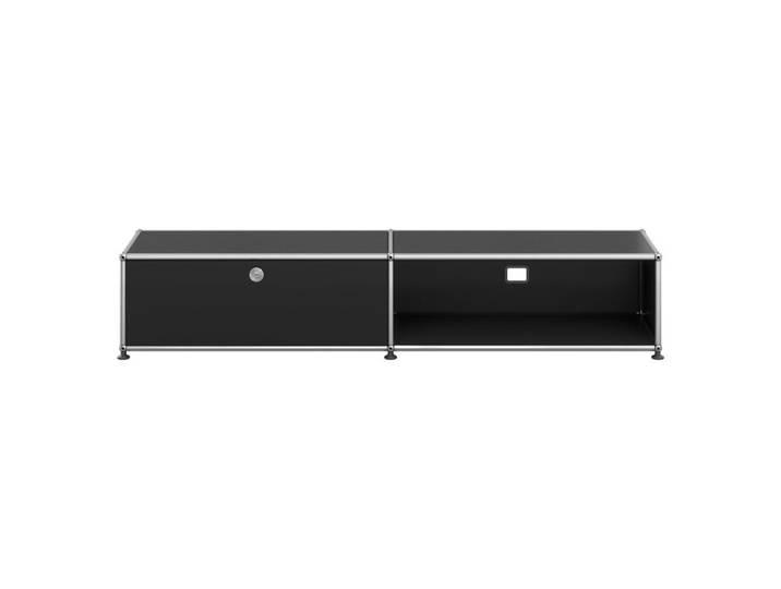 USM Haller Sideboard 2-fach breit Klapptür offen schwarz 1 Klapptür/1 Fach ohne Schloss graphitschwarz 153x29x38 cm