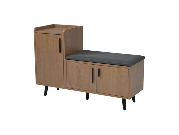Banc à chaussures en panneau de particules naturel avec rangement