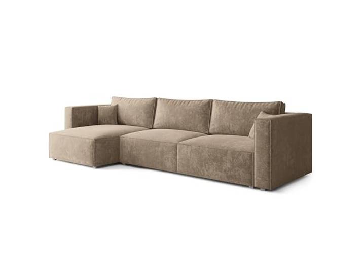 Masseno Ecksofa TOLMO LM mit Schlaffunktion L-Form, Glamour Sofa mit Bettkasten, Wohnzimmersofa, Couch, Soffa, Bettsofa, Couchgarnitur - Beige, LUMO 30