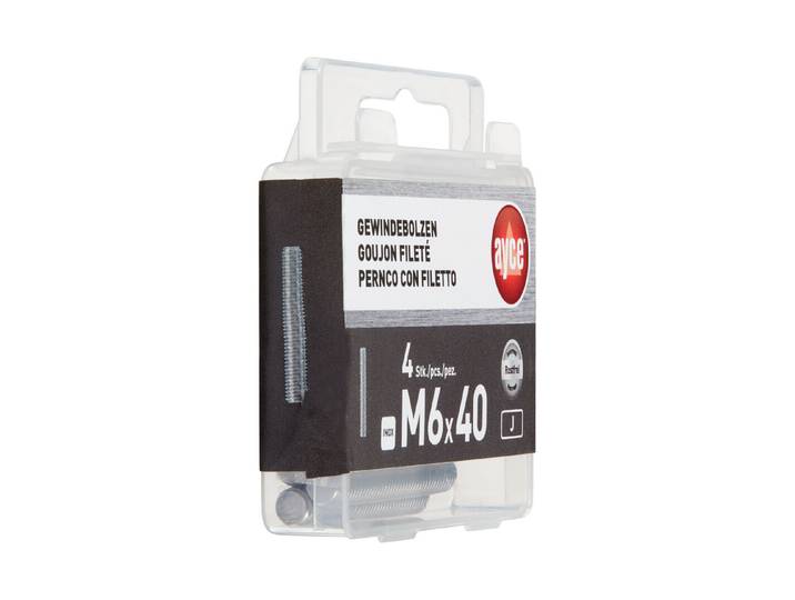 Inox-Gewindebolzen M6 × 40 mm 4 Stück