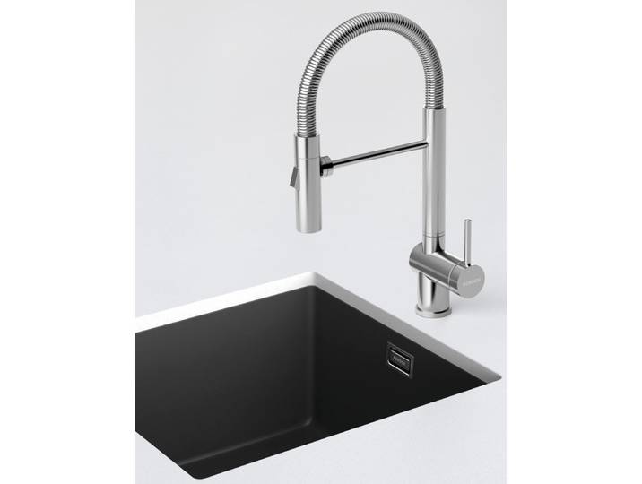 Küchenarmatur SCHOCK Sina , silber (edelstahl massiv), B:18cm H:40cm Ø:4cm, Edelstahl, Armaturen, Küchenarmatur
