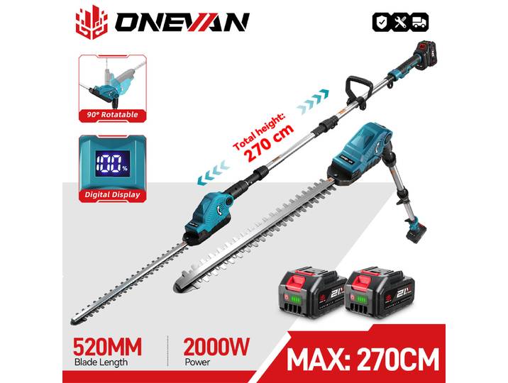taille haie électrique à batterie ONEVAN, taille haie sans fil, télescopique, outils de jardinage, scie de taille pour batterie