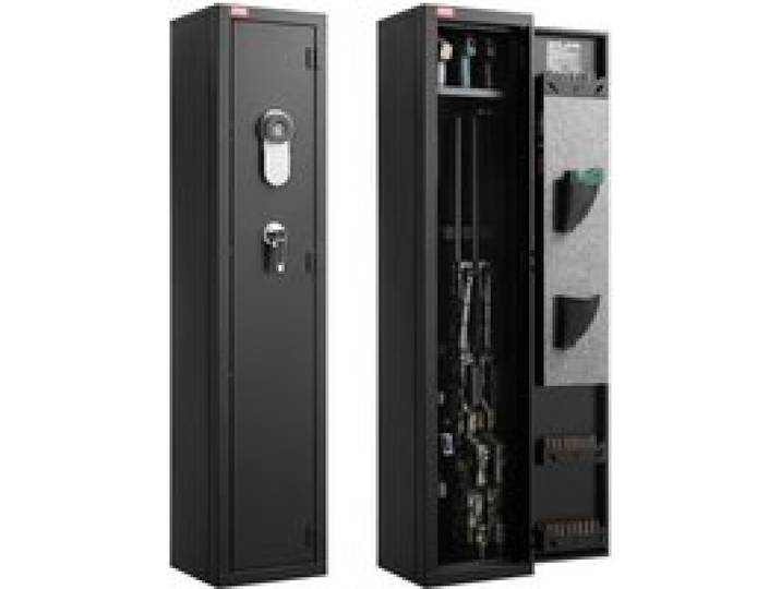 VEVOR Armoire à Fusils, Coffre-Fort pour Armes à Feu en Acier Laminé à Froid Haute Résistance, Déverrouillé par Empreintes Digitales et Clés, avec LED, pour Armes Longues Pistolets, Assemblage Requis