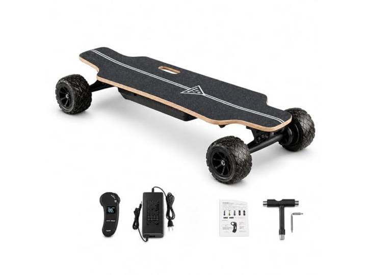 aigahealzhou Elektrisches Longboard Skateboard Dual-Antrieb, 105 mm Komfort-Räder, LCD-Fernbedienung, Ahorn-Deck 83×21 cm, 150 kg Maximalgewicht, Perfekt für Freizeit, Campus & Outdoor-Touren