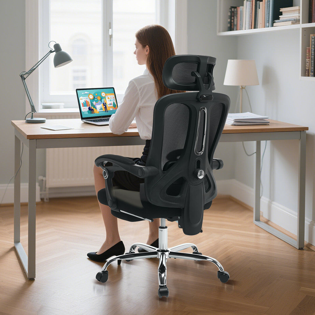 Rebrilliant Office Chair Black+Pillow 71.5cm W X 71.5cm D