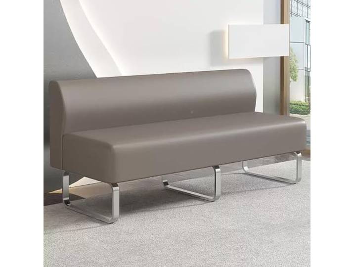 XGQXZWC Wartezimmer Sofa, Modernes PU-Leder Empfangssofa Sitzpolster aus Hochdichtem Schaumstoff, Massivholzrahmen, Armlehnenloses 2-Sitzer Sofa(Gray,110cm/43in)