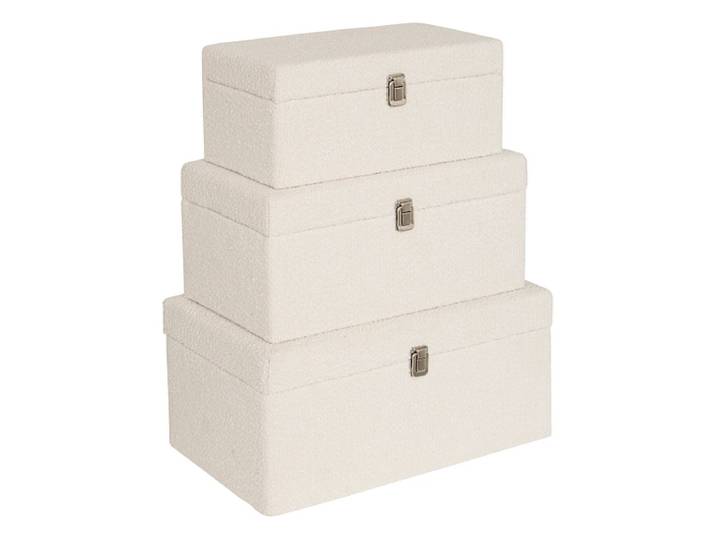 3er-Set Truhen weiss 24x42x18cm