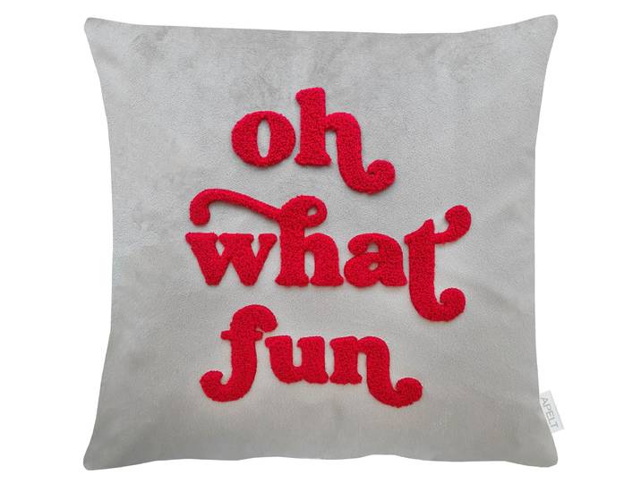 Dekokissen APELT Fun , grau (grau, rot), B:45cm H:5cm L:45cm, Polyester, Dekokissen_Sitzkissen_Kissenhüllen, Dekokissen
