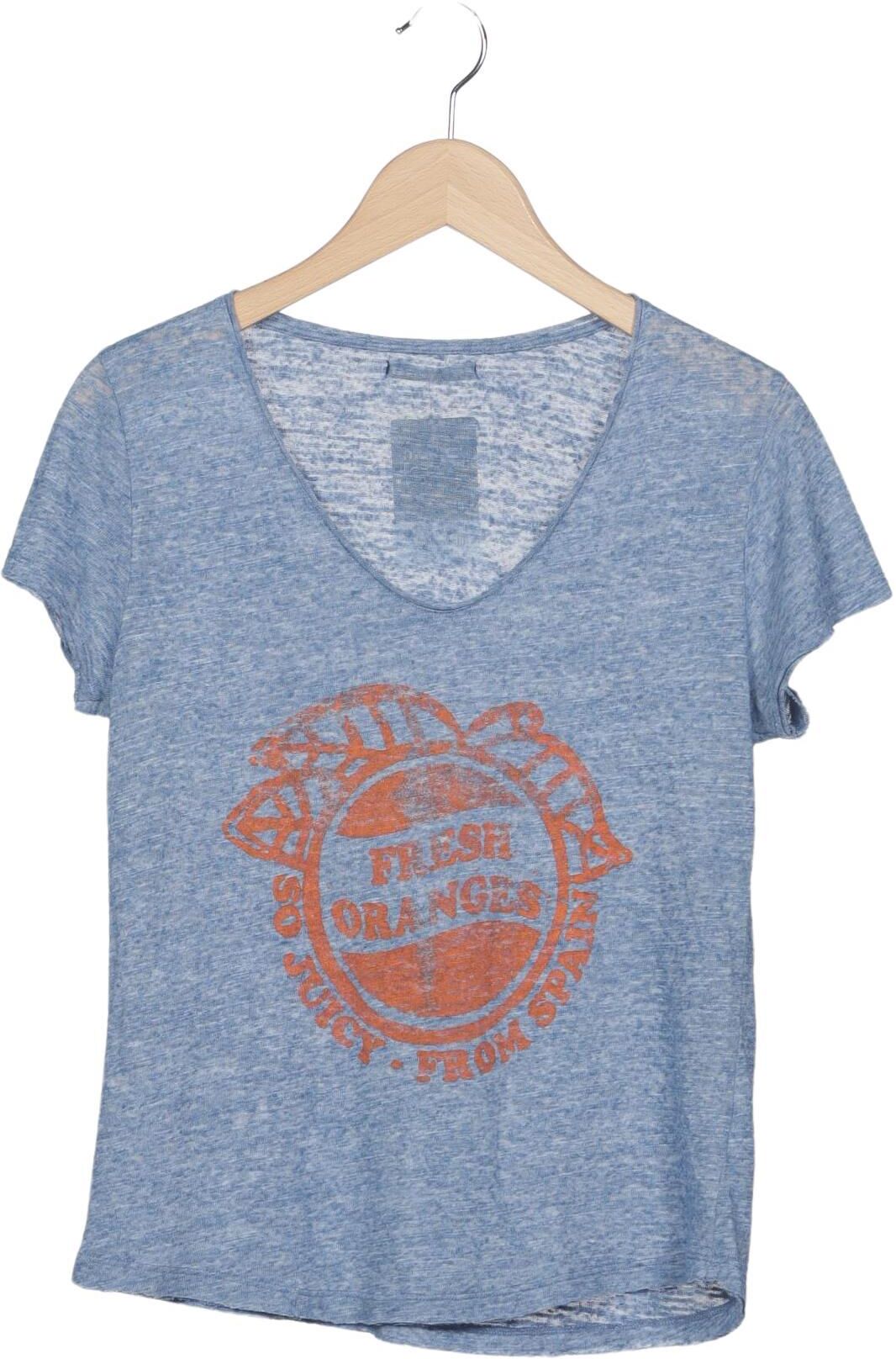 the hip tee Damen T-Shirt, Hellblau, Gr. M, Synthetik / Leinen - Second Hand