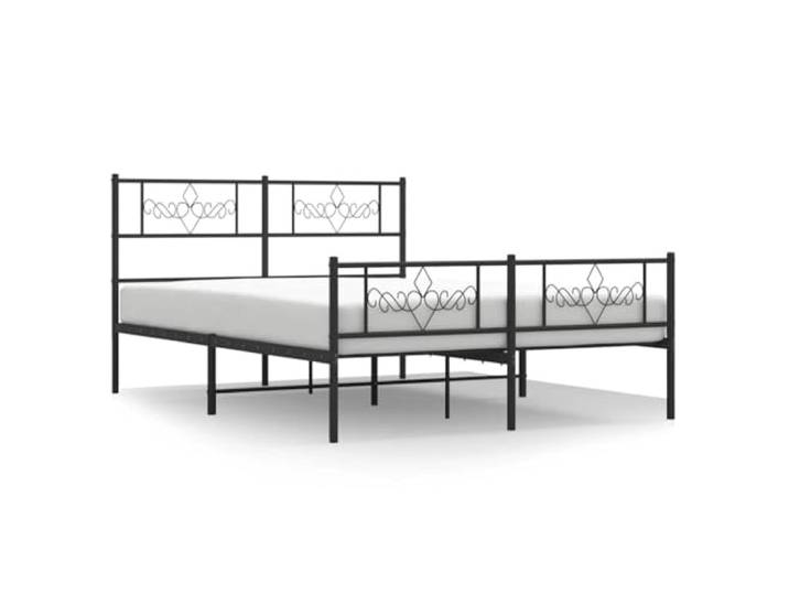 KKgypkn Metallbett 150x200 cm mit Lattenrost, Bettgestell aus pulverbeschichtetem Stahl in Schwarz, Kopf- und Fußteil für Matratzenhalt, Stauraum unter dem Bett