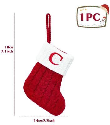 Uplift Treasures Personalized Christmas Knit Stocking With Snowflake Design c