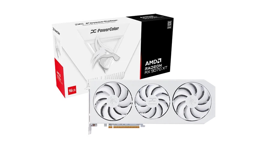 POWERCOLOR AMD Radeon RX 9070 XT Hellhound Spectral White OC Grafikkarte 16 GB