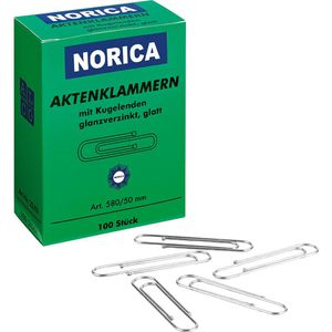 Alco Aktenklammern Norica 2260, 50mm, silber, verzinkt, mit Kugelenden, 100 Stück