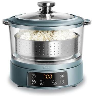 COOK WITH COLOR 3L Glass Low Carb Rice Cooker Holds 2 Cups Raw/Makes 6 Cups Cooked with Auto Lift Filter Basket Digital Panel