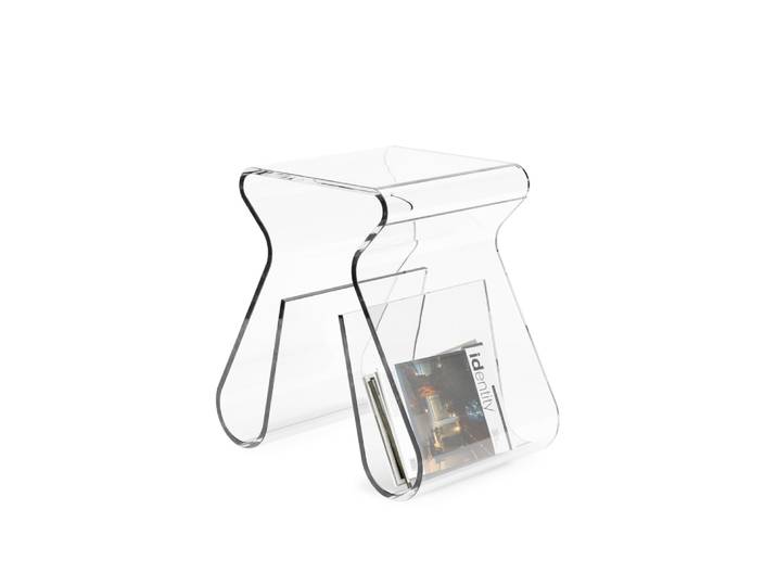 Table d'appoint-chevet range-magazines acrylique