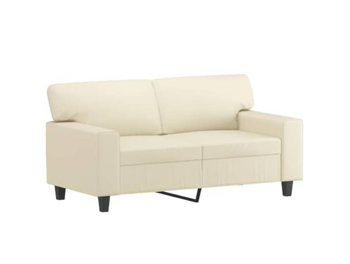 KTHLBRH Sofa-Set, 3-teilig, cremefarben, Kunstleder Waschbares umweltfreundliches Leder, Metallrahmen, Fußstütze inklusive, 4 Kissen, 2 Sofas
