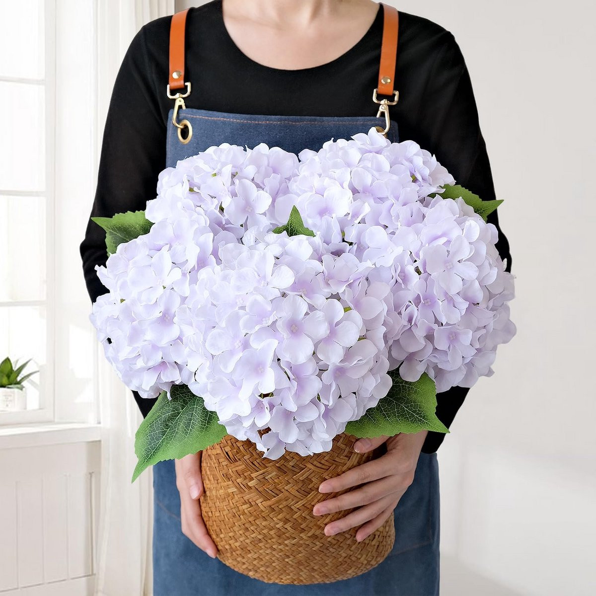 Set van 5 Grote Boheemse Kunsthortensia's voor Bruiloft en Decoratie