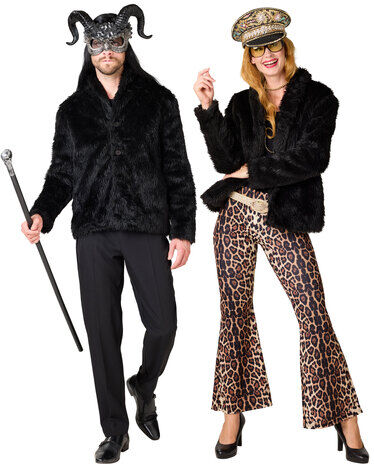 Plüschjacke, schwarz