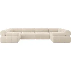 WOHNLANDSCHAFT modulares Sofa Birno-U2 - 380x190x70 cm Beige Cord