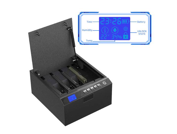 Coffre-fort biométrique le plus vendu pour 4 fusils avec serrure à empreinte digitale, hygromètre et thermomètre