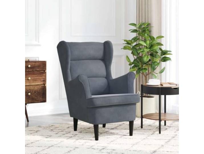 NLQMSU Dunkelgrauer Sessel aus Samt mit Rahmen aus Sperrholz für Wohnzimmer Gepolsterte Sitzfläche, bequeme Rückenlehne, strapazierfähiger Samt, stabiler Rahmen, Kapazität 110 kg, elegantes Design