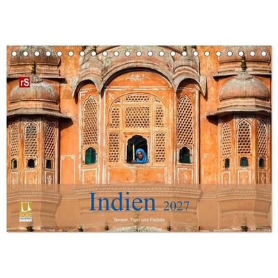 Indien 2027 Tempel, Tiger und Paläste (Tischkalender 2027 DIN A5 quer), CALVENDO Monatskalender